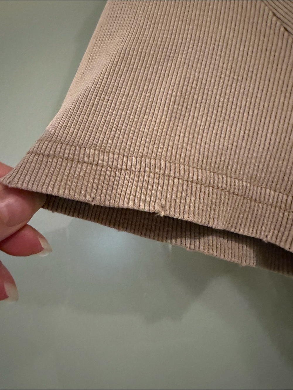 Zara Beige Ribbed Short Sleeve Tee with light distressing - Picture 5 of 5